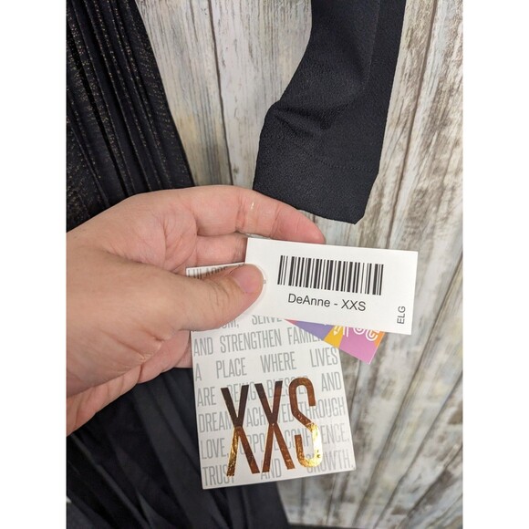 Lularoe Maxi Wrap Dress XXS Black Gold Pleated Witchy Whimsigoth Dark Romantic - Picture 4 of 9